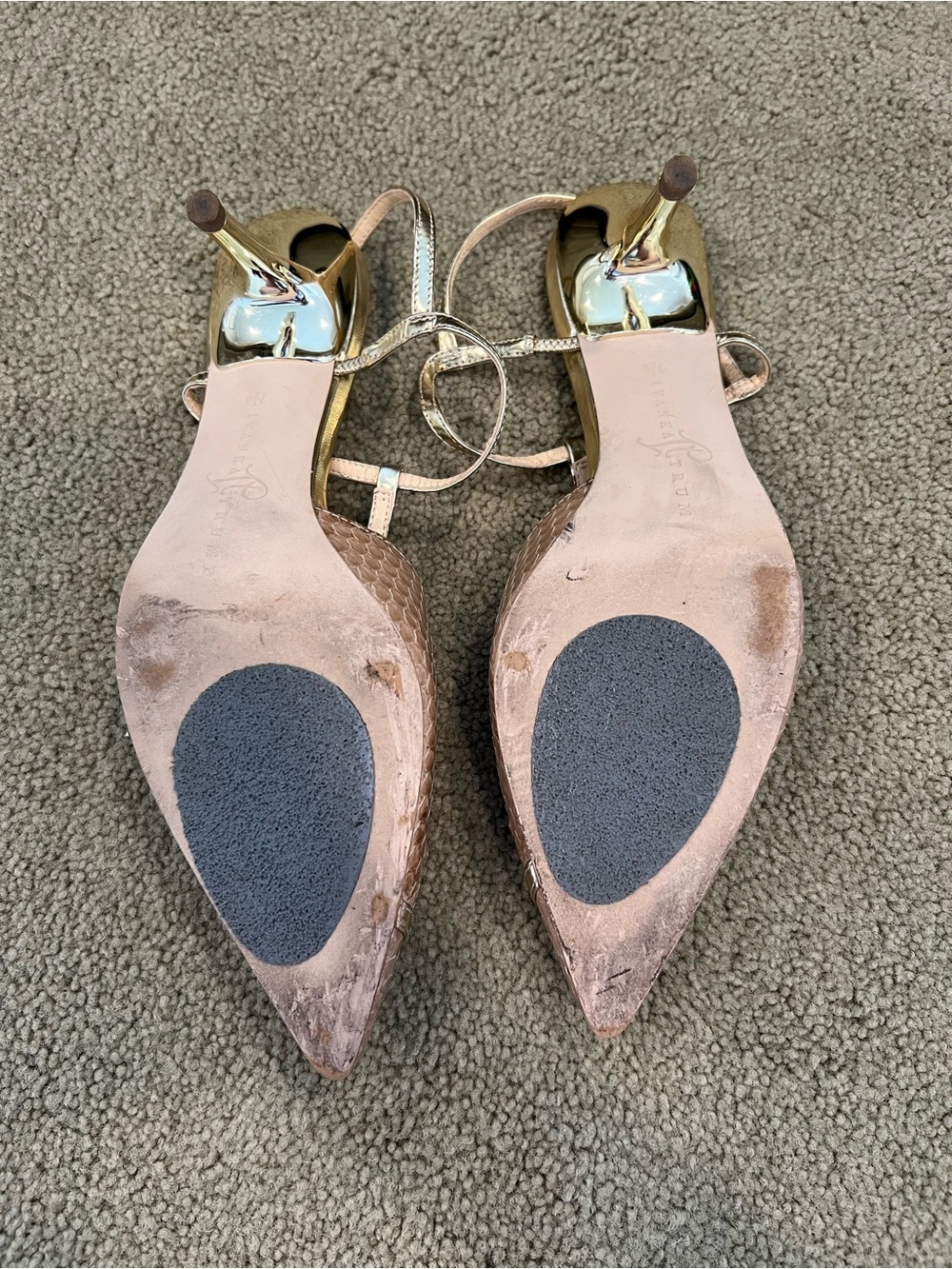 Mark & Graham Blush Pink Snakeskin Slingback Heels Pointed Toe Size 7.5 - Picture 3 of 4
